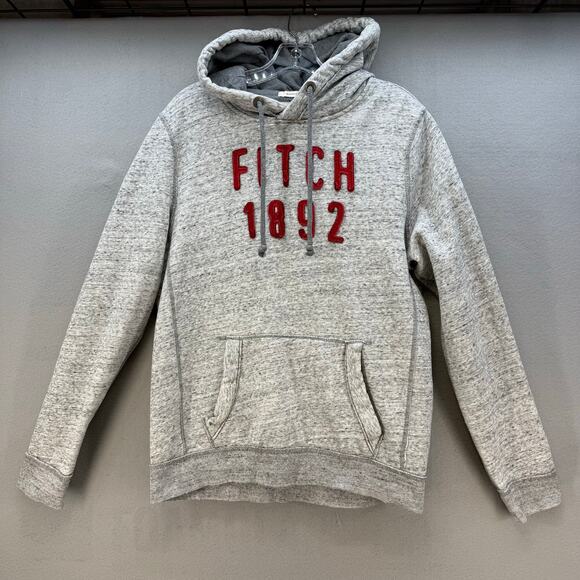 Abercrombie & Fitch Other - Abercrombie & Fitch Hoodie Sweatshirt Men' M Grey Heather Red Muscle Preppy